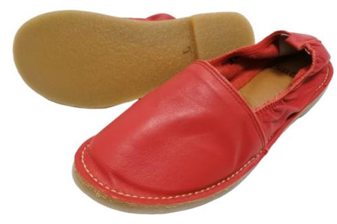 【モモ MO-2 レッド】ぺたんこ柔らか本革シューズ